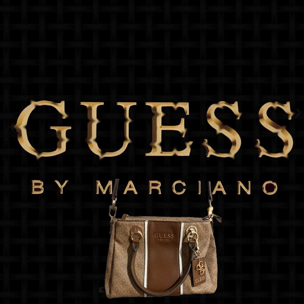 GUESS Brown and White Logo Satchel